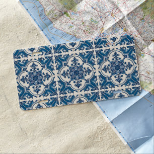 Mediterranean Tiles, Portuguese, Azulejo, Majolica License Plate