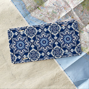 Mediterranean Tiles, Portuguese, Azulejo, Majolica License Plate