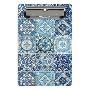 Mediterranean Tiles, Portuguese, Azulejo, Majolica Mini Clipboard