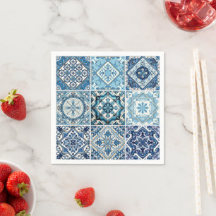 Mediterranean Tiles, Portuguese, Azulejo, Majolica Napkins
