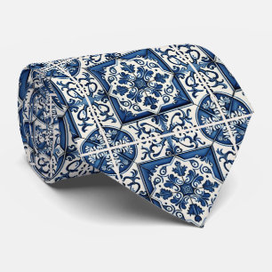 Mediterranean Tiles, Portuguese, Azulejo, Majolica Neck Tie