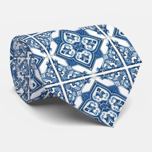 Mediterranean Tiles, Portuguese, Azulejo, Majolica Neck Tie