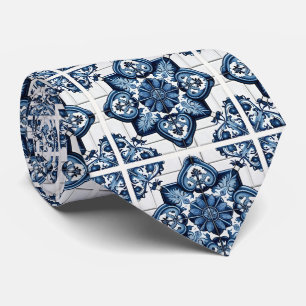 Mediterranean Tiles, Portuguese, Azulejo, Majolica Neck Tie