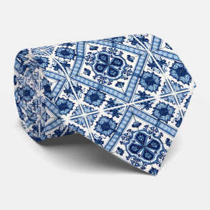 Mediterranean Tiles, Portuguese, Azulejo, Majolica Neck Tie