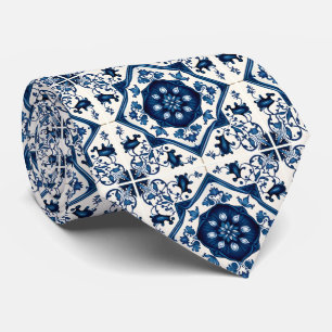 Mediterranean Tiles, Portuguese, Azulejo, Majolica Neck Tie