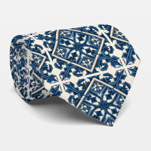 Mediterranean Tiles, Portuguese, Azulejo, Majolica Neck Tie
