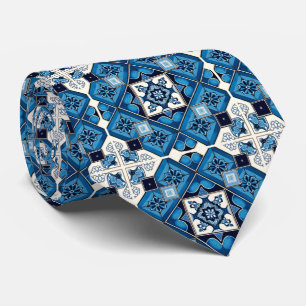 Mediterranean Tiles, Portuguese, Azulejo, Majolica Neck Tie