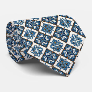 Mediterranean Tiles, Portuguese, Azulejo, Majolica Neck Tie