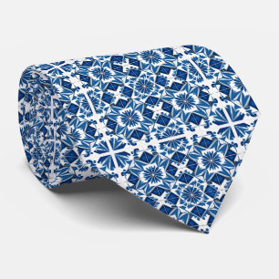 Mediterranean Tiles, Portuguese, Azulejo, Majolica Neck Tie