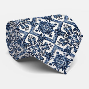 Mediterranean Tiles, Portuguese, Azulejo, Majolica Neck Tie