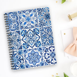 Mediterranean Tiles, Portuguese, Azulejo, Majolica Notebook