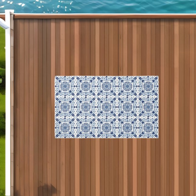 Mediterranean Tiles, Portuguese, Azulejo, Majolica Outdoor Rug (Insitu (Outdoor 1))