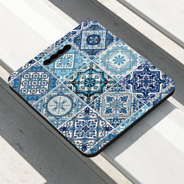 Mediterranean Tiles, Portuguese, Azulejo, Majolica Seat Cushion (In Situ)