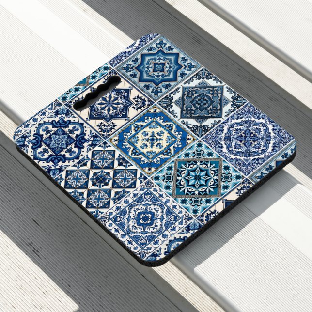 Mediterranean Tiles, Portuguese, Azulejo, Majolica Seat Cushion (In Situ)