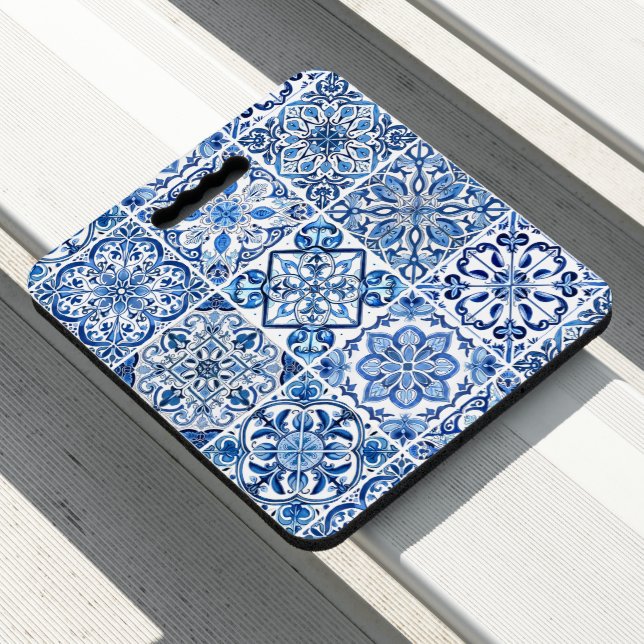 Mediterranean Tiles, Portuguese, Azulejo, Majolica Seat Cushion (In Situ)