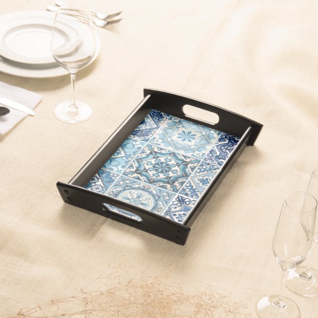 Mediterranean Tiles, Portuguese, Azulejo, Majolica Serving Tray (Front)