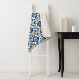 Mediterranean Tiles, Portuguese, Azulejo, Majolica Sherpa Blanket