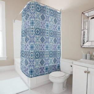 Mediterranean Tiles, Portuguese, Azulejo, Majolica Shower Curtain
