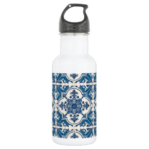 Mediterranean Tiles, Portuguese, Azulejo, Majolica Stainless Steel Water Bottle