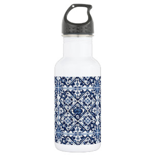 Mediterranean Tiles, Portuguese, Azulejo, Majolica Stainless Steel Water Bottle
