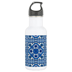 Mediterranean Tiles, Portuguese, Azulejo, Majolica Stainless Steel Water Bottle