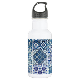 Mediterranean Tiles, Portuguese, Azulejo, Majolica Stainless Steel Water Bottle
