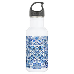 Mediterranean Tiles, Portuguese, Azulejo, Majolica Stainless Steel Water Bottle