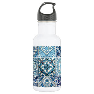 Mediterranean Tiles, Portuguese, Azulejo, Majolica Stainless Steel Water Bottle