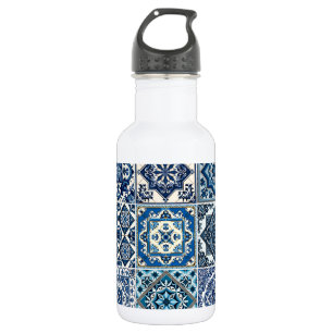 Mediterranean Tiles, Portuguese, Azulejo, Majolica Stainless Steel Water Bottle