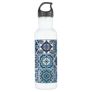 Mediterranean Tiles, Portuguese, Azulejo, Majolica Stainless Steel Water Bottle