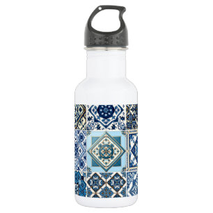 Mediterranean Tiles, Portuguese, Azulejo, Majolica Stainless Steel Water Bottle