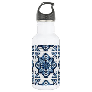 Mediterranean Tiles, Portuguese, Azulejo, Majolica Stainless Steel Water Bottle