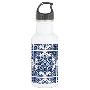 Mediterranean Tiles, Portuguese, Azulejo, Majolica Stainless Steel Water Bottle