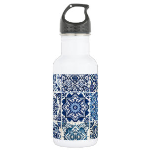Mediterranean Tiles, Portuguese, Azulejo, Majolica Stainless Steel Water Bottle
