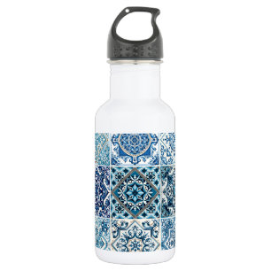 Mediterranean Tiles, Portuguese, Azulejo, Majolica Stainless Steel Water Bottle