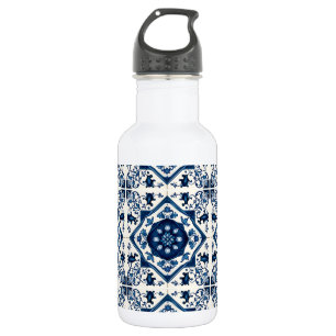 Mediterranean Tiles, Portuguese, Azulejo, Majolica Stainless Steel Water Bottle