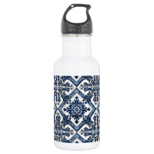 Mediterranean Tiles, Portuguese, Azulejo, Majolica Stainless Steel Water Bottle