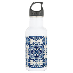 Mediterranean Tiles, Portuguese, Azulejo, Majolica Stainless Steel Water Bottle