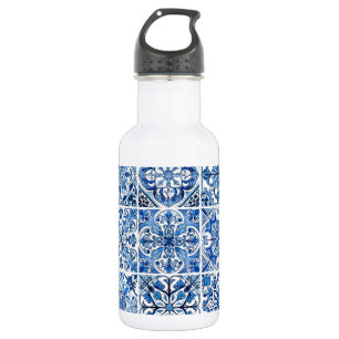 Mediterranean Tiles, Portuguese, Azulejo, Majolica Stainless Steel Water Bottle