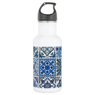 Mediterranean Tiles, Portuguese, Azulejo, Majolica Stainless Steel Water Bottle