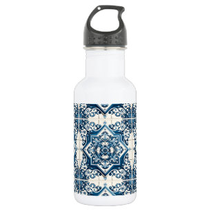 Mediterranean Tiles, Portuguese, Azulejo, Majolica Stainless Steel Water Bottle