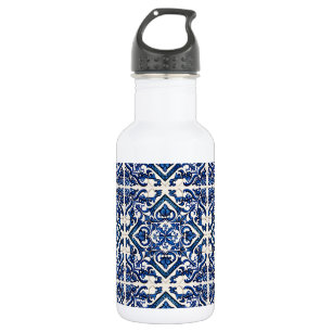 Mediterranean Tiles, Portuguese, Azulejo, Majolica Stainless Steel Water Bottle