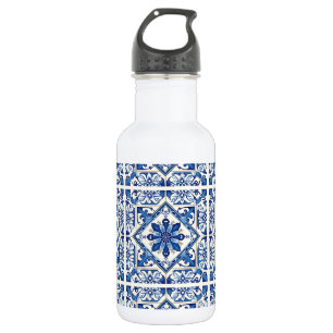 Mediterranean Tiles, Portuguese, Azulejo, Majolica Stainless Steel Water Bottle