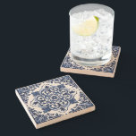 Mediterranean Tiles, Portuguese, Azulejo, Majolica Stone Coaster<br><div class="desc">Elegant,  stylish and sophisticated pattern with Mediterranean tiles in blue and white color. Modern and trendy gift,  perfect for the Azulejo lover in your life.</div>