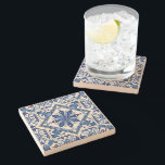 Mediterranean Tiles, Portuguese, Azulejo, Majolica Stone Coaster<br><div class="desc">Elegant,  stylish and sophisticated pattern with Mediterranean tiles in blue and white color. Modern and trendy gift,  perfect for the Azulejo lover in your life.</div>