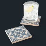 Mediterranean Tiles, Portuguese, Azulejo, Majolica Stone Coaster<br><div class="desc">Elegant,  stylish and sophisticated pattern with Mediterranean tiles in blue and white color. Modern and trendy gift,  perfect for the Azulejo lover in your life.</div>