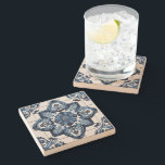 Mediterranean Tiles, Portuguese, Azulejo, Majolica Stone Coaster<br><div class="desc">Elegant,  stylish and sophisticated pattern with Mediterranean tiles in blue and white color. Modern and trendy gift,  perfect for the Azulejo lover in your life.</div>
