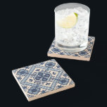 Mediterranean Tiles, Portuguese, Azulejo, Majolica Stone Coaster<br><div class="desc">Elegant,  stylish and sophisticated pattern with Mediterranean tiles in blue and white color. Modern and trendy gift,  perfect for the Azulejo lover in your life.</div>