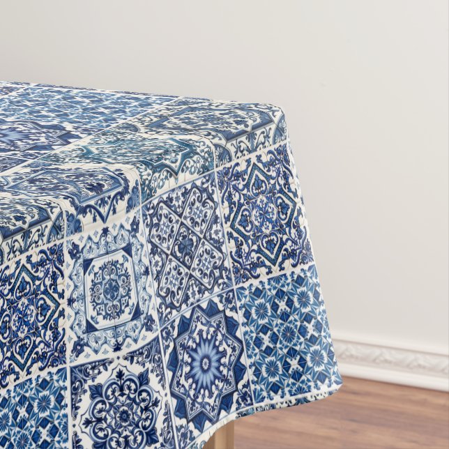 Mediterranean Tiles, Portuguese, Azulejo, Majolica Tablecloth (In Situ)