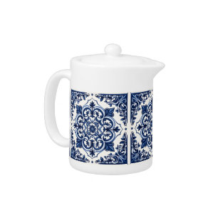 Mediterranean Tiles, Portuguese, Azulejo, Majolica Teapot